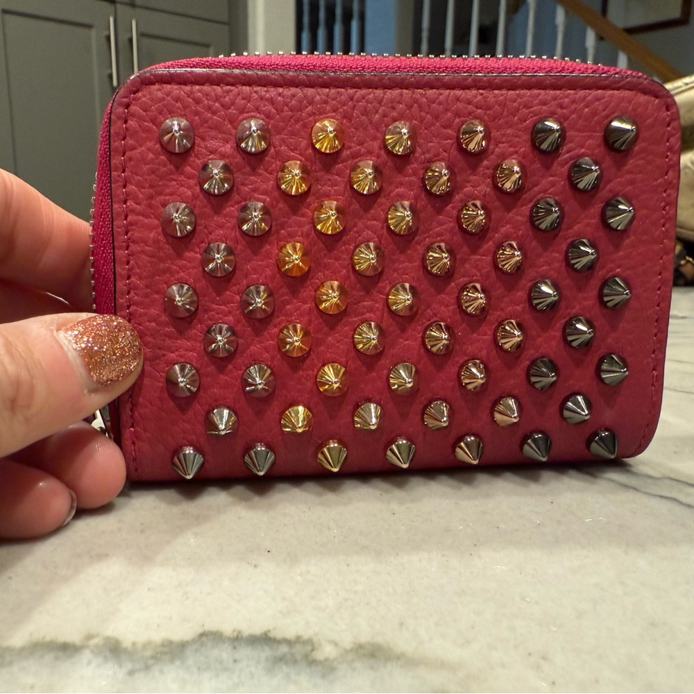 Christian louboutin spike panettone coin purse pink and red - Picture 2 of 16